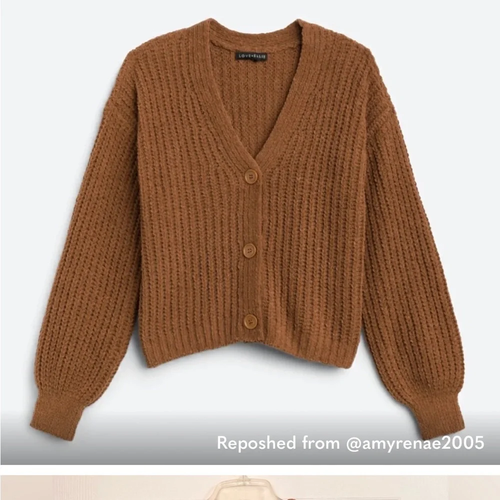 LOVE ELLIE Audrey Cropped Button Front Cardigan Large OLIVE Stitch fix NWT